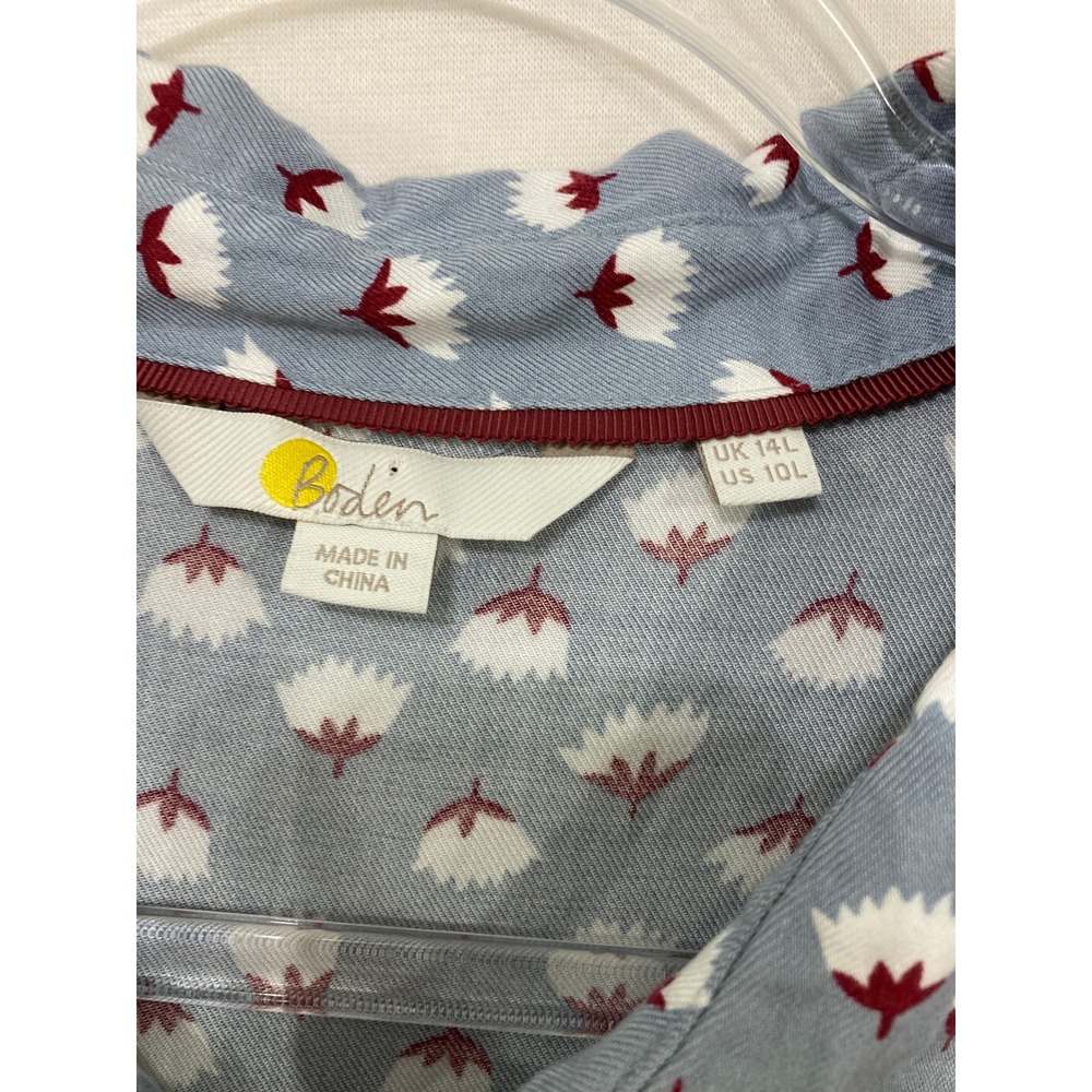 Boden Floral Tunic Shirt size 10 Long Button Down Peplum Soft Comfy Preppy - Picture 3 of 10